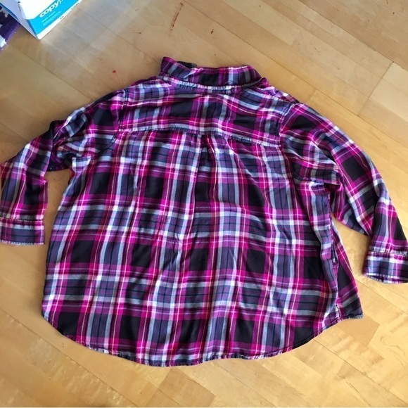 Terra & Sky Plaid Button Down Blouse, Pink, Black, Size 4X - Picture 3 of 17